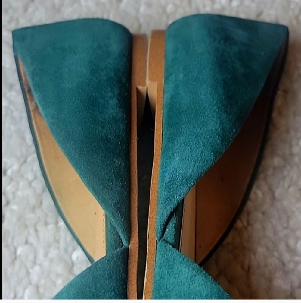 J CREW FACTORY Green D Orsay Flats Size 7.5 - Picture 7 of 12